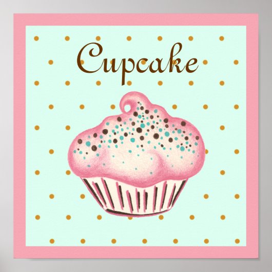 Affiche d'art cupcake rose (Devant)