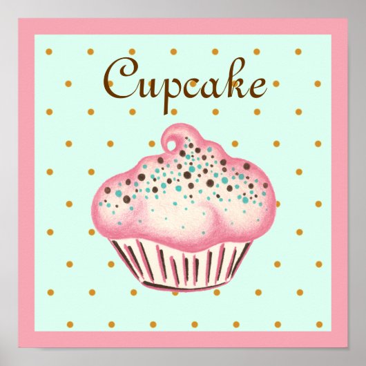Affiche d'art cupcake rose (Devant)