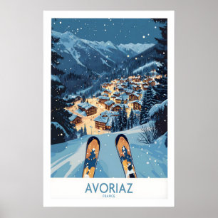 Affiche d'art d'Avoriaz France Impression de ski 1