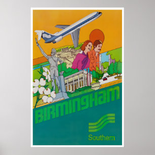 Affiche d'art de Birmingham Alabama Southern Airli