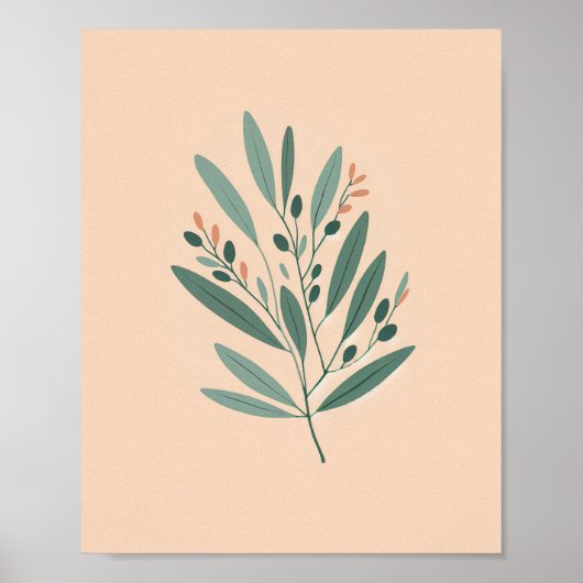 Affiche d'art de branche d'olive botanique (Devant)