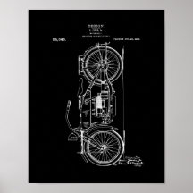Affiche d'art de brevet de moto | Moto vintage