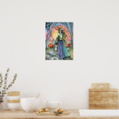 Affiche d'art de chat sorcière d'Halloween d'autom (Cuisine)