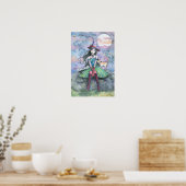 Affiche d'art de chat tigré sorcière lune (Cuisine)