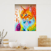 Affiche d'art de chat vibrant – Design audacieux e (Cuisine)