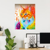 Affiche d'art de chat vibrant – Design audacieux e (Bureau à domicile)