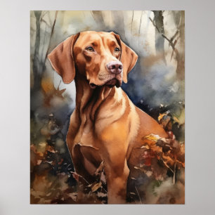 Affiche d'art de chien Vizsla mignon