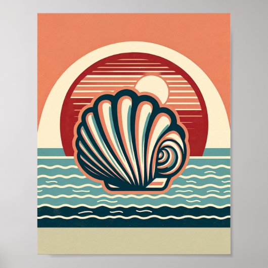Affiche d'art de coquillages rétro (Devant)