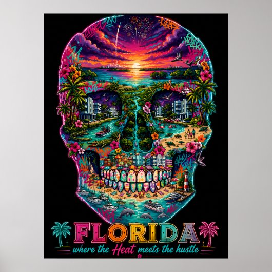 Affiche d'art de crâne de Floride - État d'esprit (Devant)