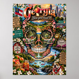 Affiche d'art de crâne de Géorgie - État d'esprit