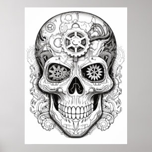 Affiche d'art de dessin de crâne de sucre pour enf