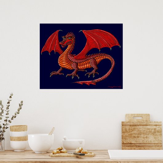 Affiche d'art de dragon rouge (Cuisine)