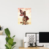Affiche d'art de fantaisie de fée de rose écarlate (Bureau à domicile)