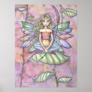 Affiche d'art de fée de fleurs de jardin