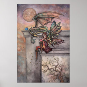 Affiche d'art de fée et de dragon par Molly Harris