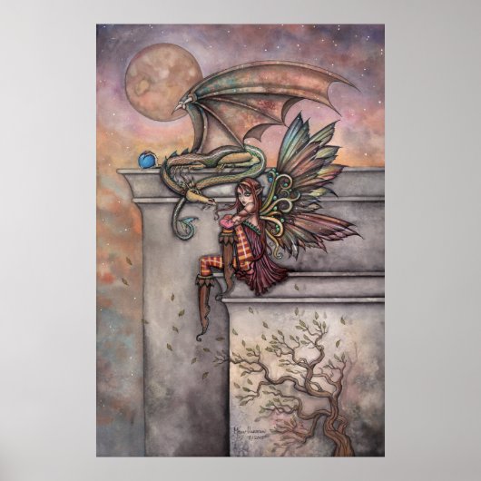 Affiche d'art de fée et de dragon par Molly Harris (Devant)