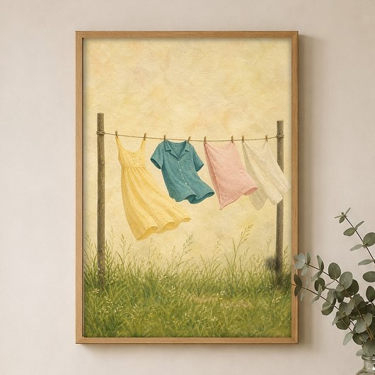 Affiche d'art de ferme à l'aquarelle de corde à li