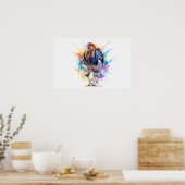 Affiche d'art de ferme Coq Splash Art (Cuisine)