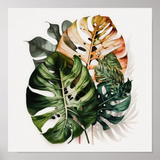 Affiche d'art de feuilles de Monstera (Devant)
