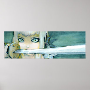 Affiche d'art de fille de Ninja de chardon de lait