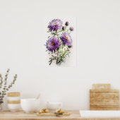 Affiche d'art de fleur d'aster pourpre (Cuisine)