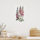 Affiche d'art de fleur de Delphinium rose (Cuisine)