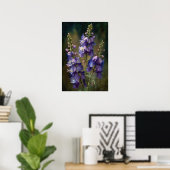 Affiche d'art de fleur de pied-d'alouette lavande (Bureau à domicile)