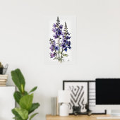 Affiche d'art de fleur de pied-d'alouette pourpre (Bureau à domicile)