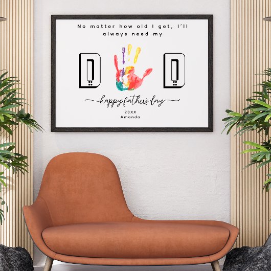 Affiche d'art de fleur d'empreinte de main pour la