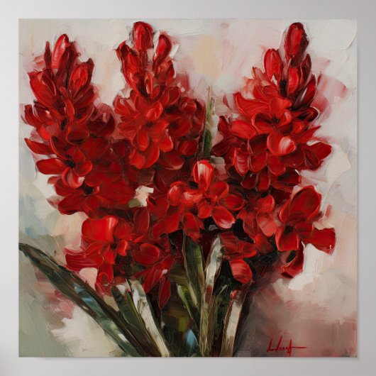 Affiche d'art de fleur d'hyacinthe rouge (Devant)