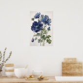 Affiche d'art de fleurs d'anémone bleue (Cuisine)