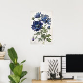 Affiche d'art de fleurs d'anémone bleue (Bureau à domicile)