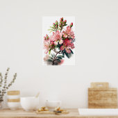 Affiche d'art de fleurs d'azalée rose (Cuisine)