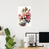 Affiche d'art de fleurs d'azalée rose (Bureau à domicile)