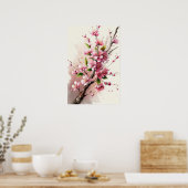 Affiche d'art de fleurs de cerisiers en fleurs (Cuisine)