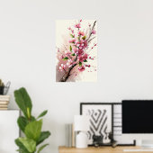 Affiche d'art de fleurs de cerisiers en fleurs (Bureau à domicile)