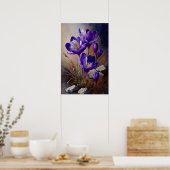 Affiche d'art de fleurs de crocus violettes (Cuisine)