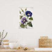 Affiche d'art de fleurs de gloire du matin violet (Cuisine)