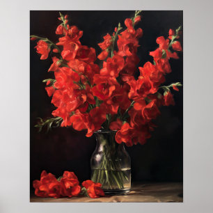 Affiche d'art de fleurs de gueule-de-loup rouge