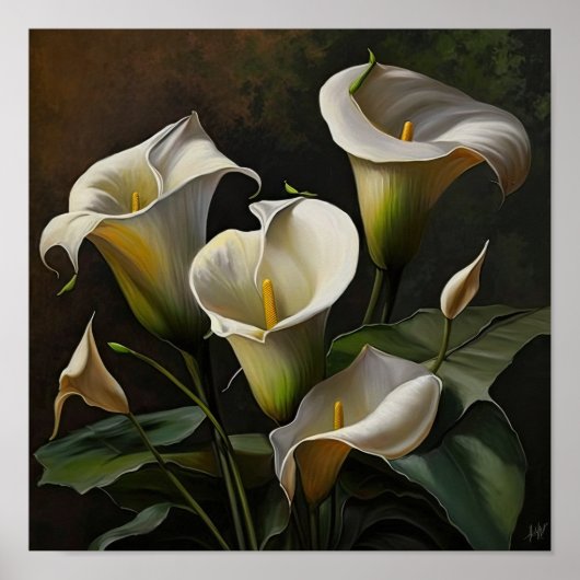 Affiche d'art de fleurs de lys calla blanc (Devant)