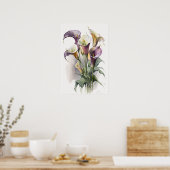 Affiche d'art de fleurs de lys calla lavande (Cuisine)