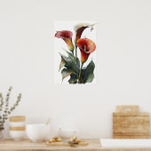 Affiche d'art de fleurs de lys calla rouge (Cuisine)