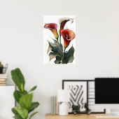 Affiche d'art de fleurs de lys calla rouge (Bureau à domicile)