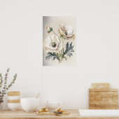 Affiche d'art de fleurs de pavot blanches (Cuisine)