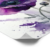 Affiche d'art de fleurs de pavot pourpre (Coin)