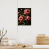 Affiche d'art de fleurs de pivoine rose (Cuisine)