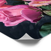 Affiche d'art de fleurs de roses roses (Coin)