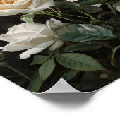 Affiche d'art de fleurs roses blanches (Coin)