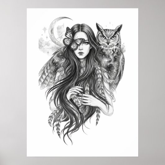 Affiche d'art de folklore sombre de sorcière wicca (Devant)