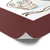 Affiche d'art de gâteau cupcake bleu (Coin)